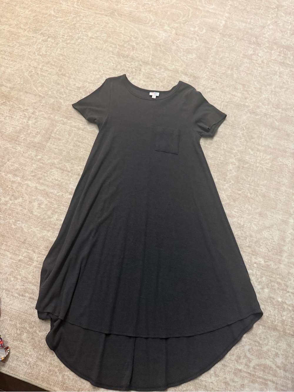Gray Short-Sleeve Pocket Swing Dress